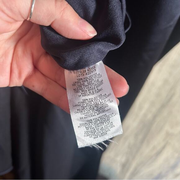 Xscape Satin Ruffle Dress Navy Blue Hi Low Maxi Formal Gown Sleeveless NWT Sz 12 - Picture 8 of 8